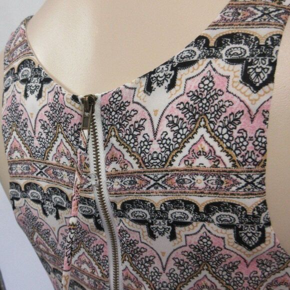 PINK REPUBLIC Sleeveless Bohemian Shift Dress Womens Sz S Black Pink Boho Print - Picture 6 of 12